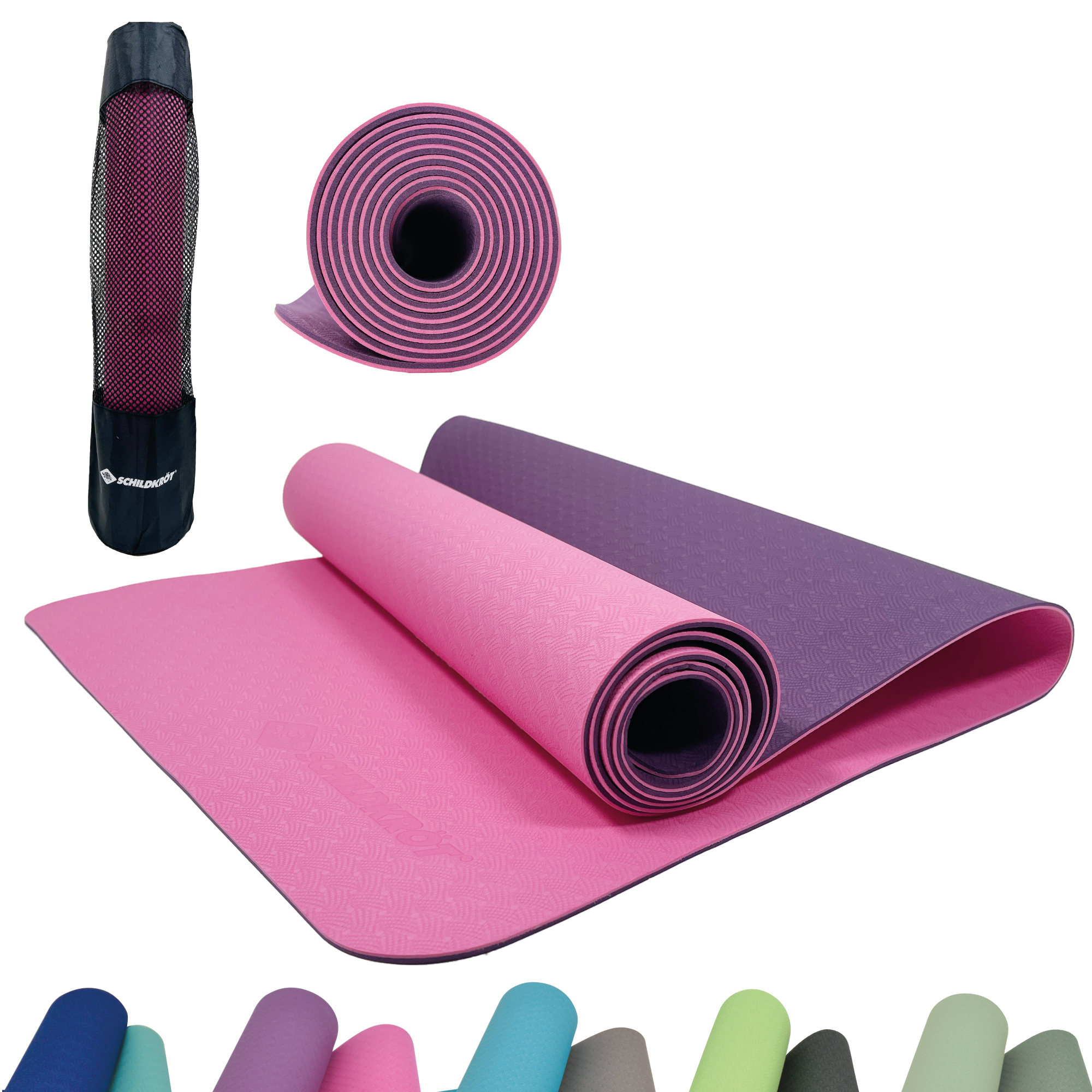 Schildkröt Bicolor Yogamatte, Purple-Pink, 4mm, PVC-frei, im Carrybag Art. 960069
